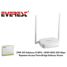Everest EWR-301 Kablosuz-N WPS + WISP+WDS 300 Mbps Repeater+Access Point+Bridge Kablosuz Router